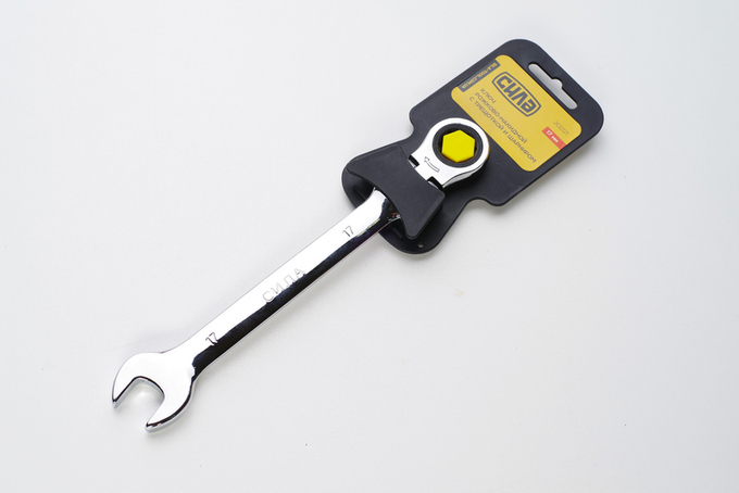 Ключ рожково-накидний з тріскавкою та шарніром CrV 13мм СИЛА